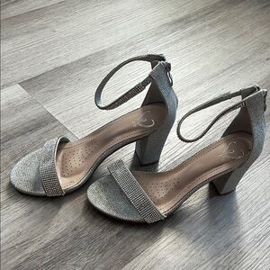 Elegant Silver Ankle Strap Heels